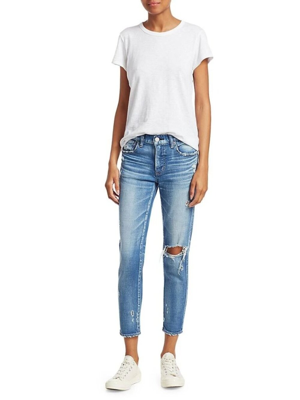 Moussy Vintage Helendale Skinny Jeans Denim Distressed Cotton Mid Rise Blue 25